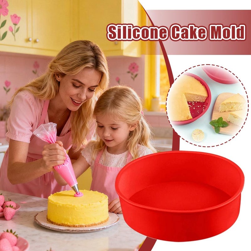 Silicone Cake Molds 8 Inch Round - Flexible Non-Stick Cake Pans for Baking, Easy-Release Dessert Pan for Home Bakers and Beginners (6inch) - Image 5